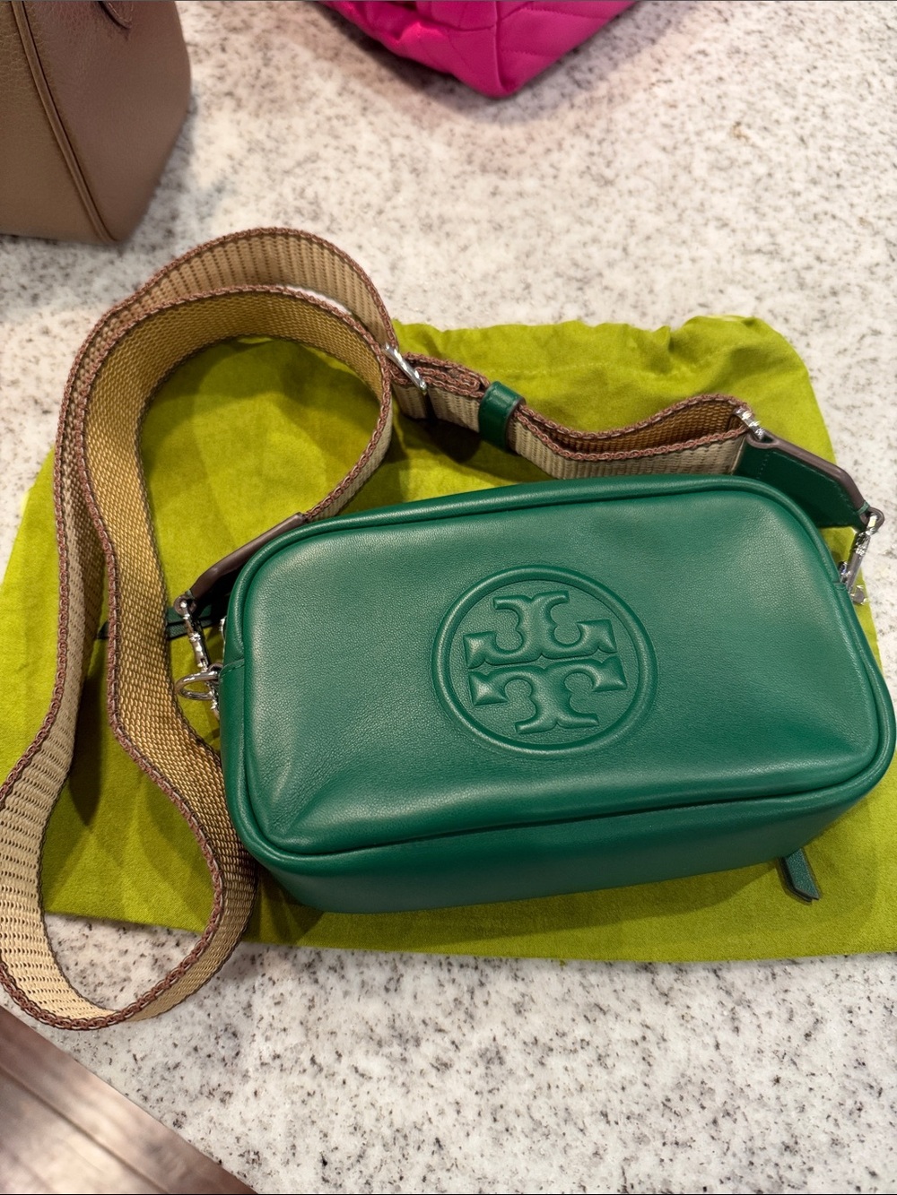 Tory Burch Mini Miller Soft Crossbody in Dark Kale (Style 176661), Dustbag inc.